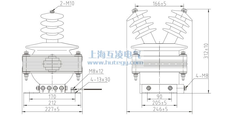 FDEG8放電線圈外形尺寸，F(xiàn)DGE8/11/√3-1.7-1尺寸圖